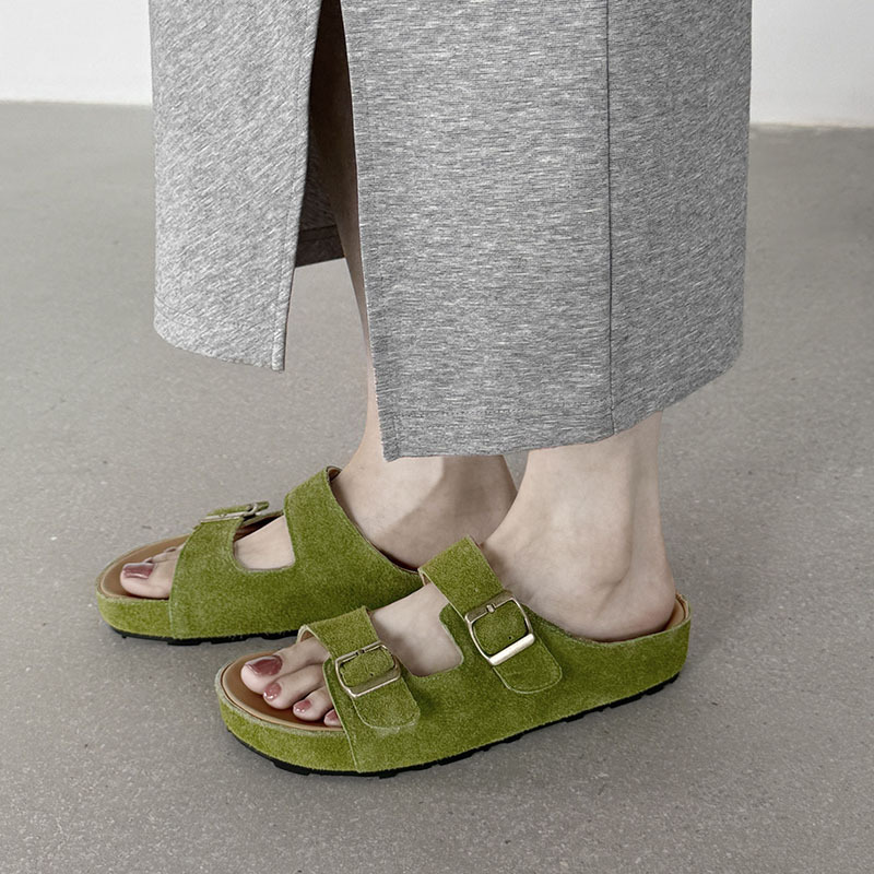 Women's Slippers Suitable for Large and Wide Feet, Summer New Flat-Soled Square Buckle Thick-Soled Beach Birkenstock Sandals Women's Slippers Suitable for Large and Wide Feet, Summer New Flat-Soled Square Buckle Thick-Soled Beach Birkenstock Sandals