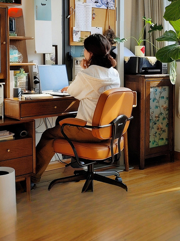 Chair Leather Computer Chair Cowhide Home Ergonomic Chair Desk Chair Bedroom Chair Office Chair