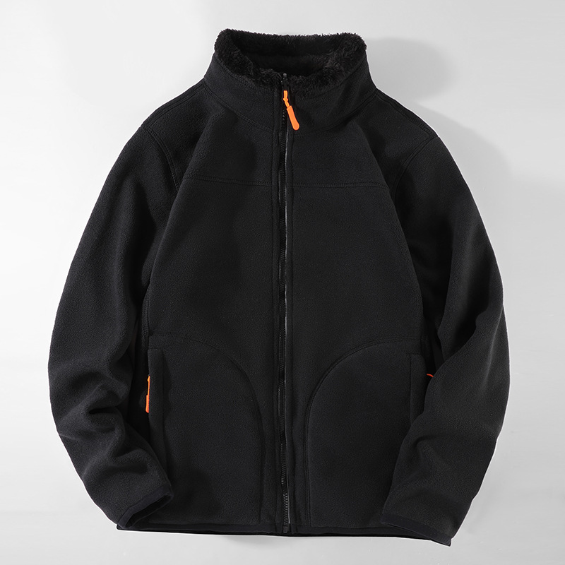 Doble cara para uso de pareja al aire libre chaqueta de terciopelo para hombres y mujeres otoño y invierno más terciopelo grueso abrigo de terciopelo de coral cálido chaqueta de terciopelo de grano agitado