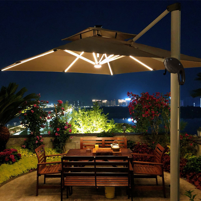 Travel umbrella with light for commercial use