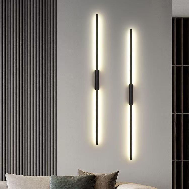 Lámpara de pared larga minimalista sala de estar TV de fondo pared lámpara de cabecera moderna minimalista viento transfronterizo explosivo Zhongshan lámparas