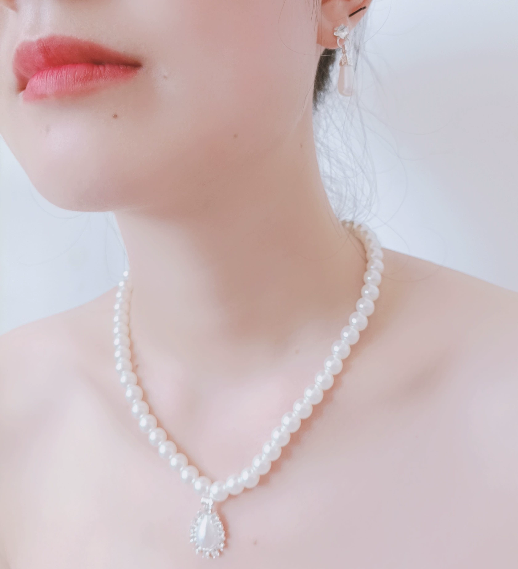 Аксессуар, серьги из жемчуга, ожерелье, модный набор для невесты, европейский стиль