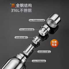 Fuguang All-Steel 316 Stainless Steel Vacuum Flask | Men's & Women's Tea-Making Cup | Large-Capacity Water Kettle | Car-Ready, Portable Water Bottle