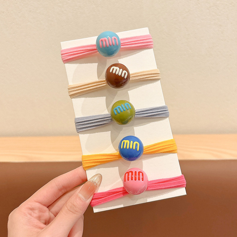 1#Coleteros color macarrón, paquete de 5 (diámetro del elástico de aproximadamente 4,5 cm).