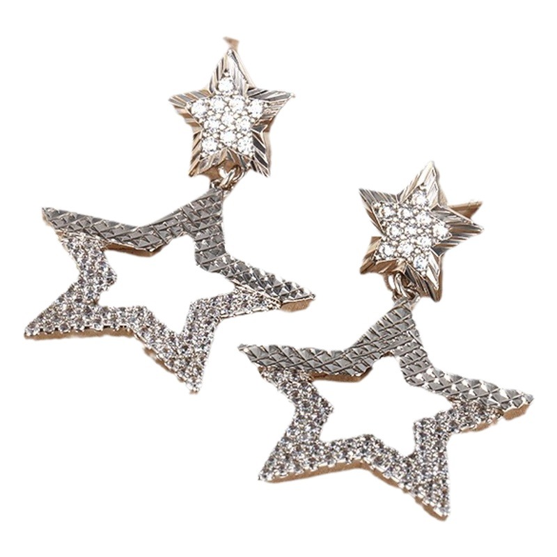 Joyería Xuping micro incrustado con aretes de estrellas de zirconio coreano de alta calidad estilo europeo y americano personalidad pernos de pentaco