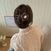 5394 Middle-aged style flower big duck clip-Big flower deep coffee one