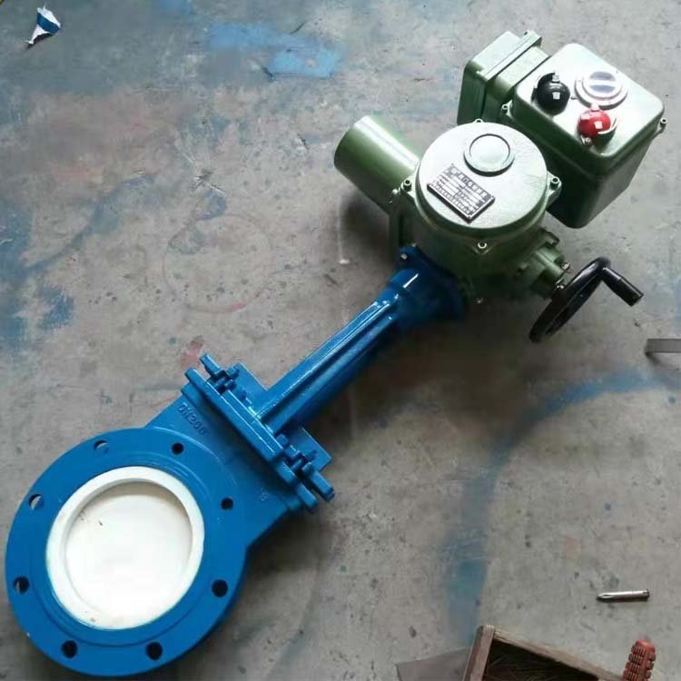 渣水混合用电动耐磨陶瓷刀闸阀DN500电动插板陶瓷阀门DN600排渣阀