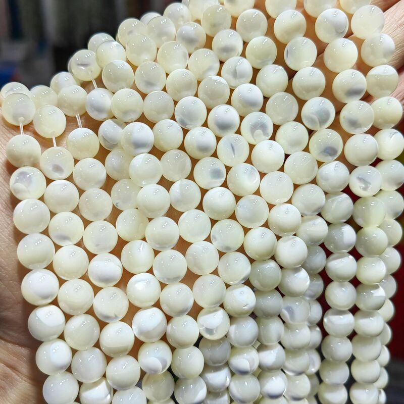 Natural freshwater shellfish horseshoe snail yellow dish shellfish pearl shellfish shell round beads loose beads semi-finished diy jewelry accessories