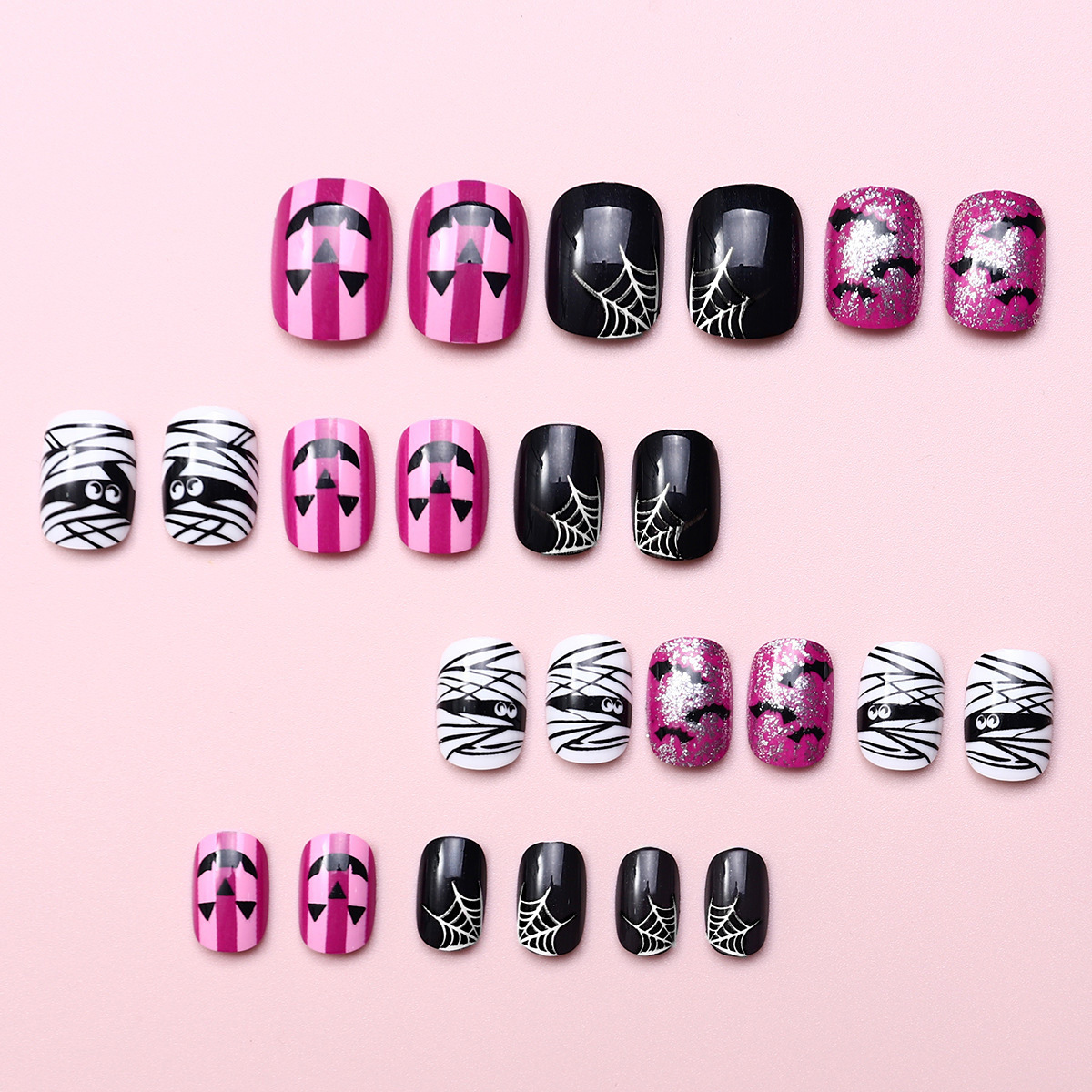 Transfronterizos de uñas de Halloween nuevo murciélago manicure Halloween desgaste manicure parches de uñas de araña