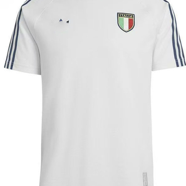 2026 New Casual Sports Fitness Italian Football Collaboration Unisex White Embroidered Logo Short-Sleeve Shirt