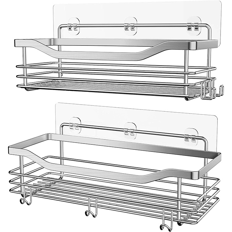Amazon transfronterizo baño montado en la pared de acero inoxidable estante de almacenamiento inodoro artículos de tocador estante de almacenamiento sin perforar
