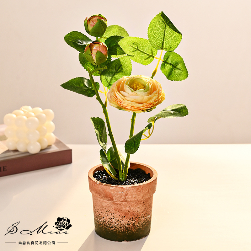 Santou Tea Mei pequeña plantación de bonsai floral imitación decoración de plantación verde decoración de flores de bonsai en el hogar sala de estar