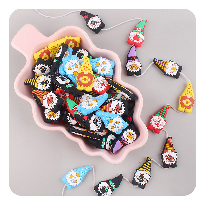 Amazon nuevo bebé caricatura Santa Claus dientes molares joyería creativa DIY accesorios de cadena de tetas