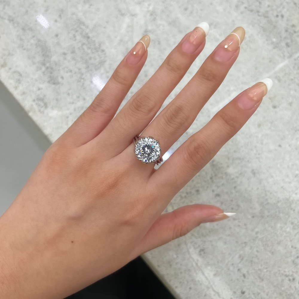 Fashion Flower Sterling Silver Plating Zircon Rings 1 Piece