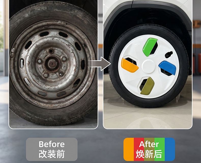 10inch Colorful Wheel Hub Covers Suitable for Electric Tricycles and Full-Cab Mobility Scooters, with Snap-On Installation and Dustproof Protective Cover
