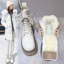 高帮雪地靴女2024冬季新款加绒加厚保暖东北大棉鞋厚底马丁靴