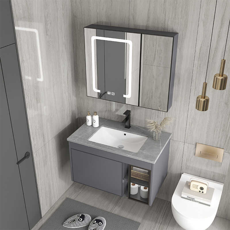 gabinete de lavabo de cerámica combinado balcón gabinete de baño de aluminio espacio gabinete de baño integral gabinete de baño espejo de lavabo