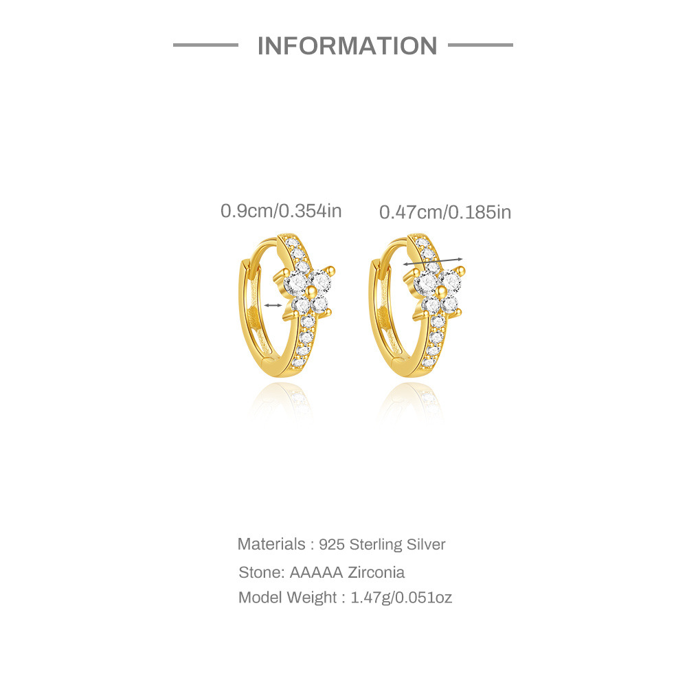 1g Weight 1 Pair 925 Sterling Silver U Shape Zircon Hoop Earrings