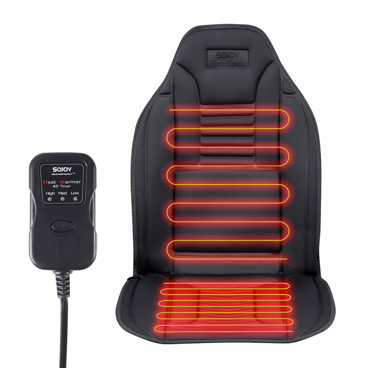Qìchē Car Heated Seat Cushion Winter 12V Car Heating Seat Fast Constant Temperature (Multi-function pad) - 154-black-single-seat