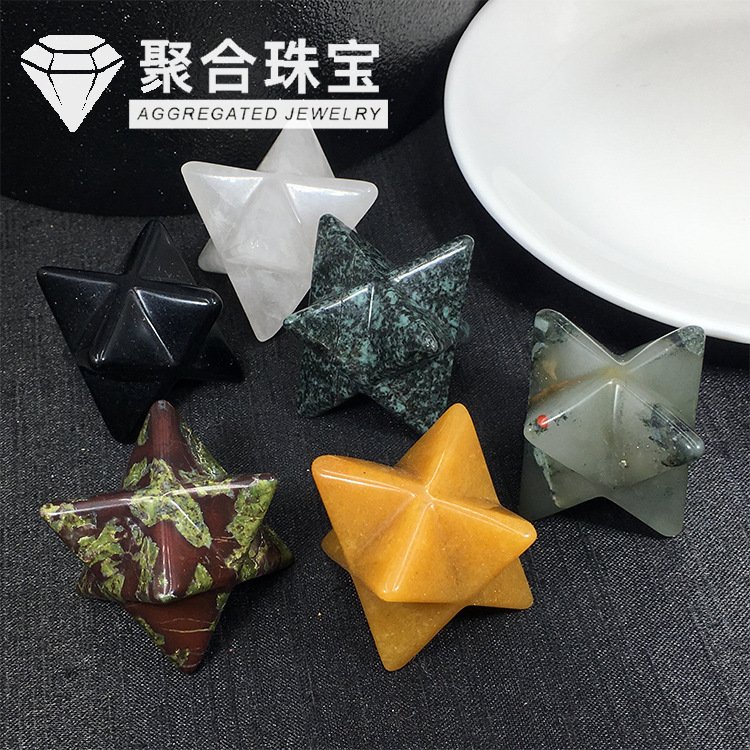 Natural Merkaba Three-Dimensional Six-Pointed Star Flower of Life Metatron Crystal Ore Ornaments Collection