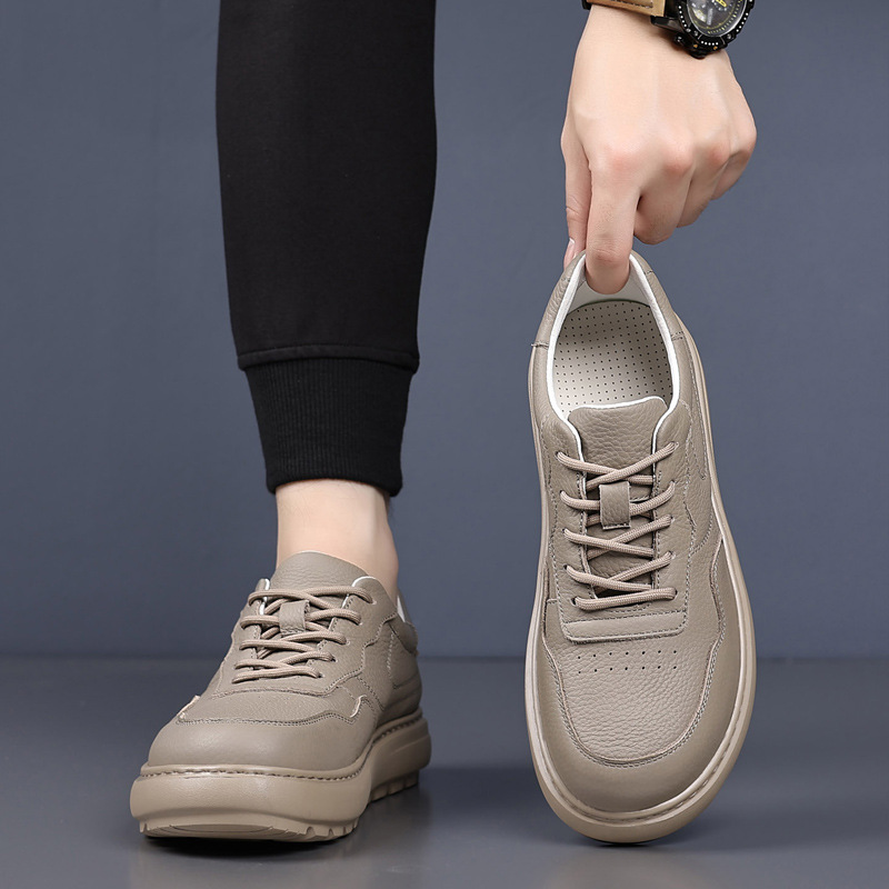 Otoño y invierno de la capa superior de piel de vaca nuevos zapatos casuales de hombre zapatos de cuero transpirables zapatos de cuero ultraligeros zapatos de hombre