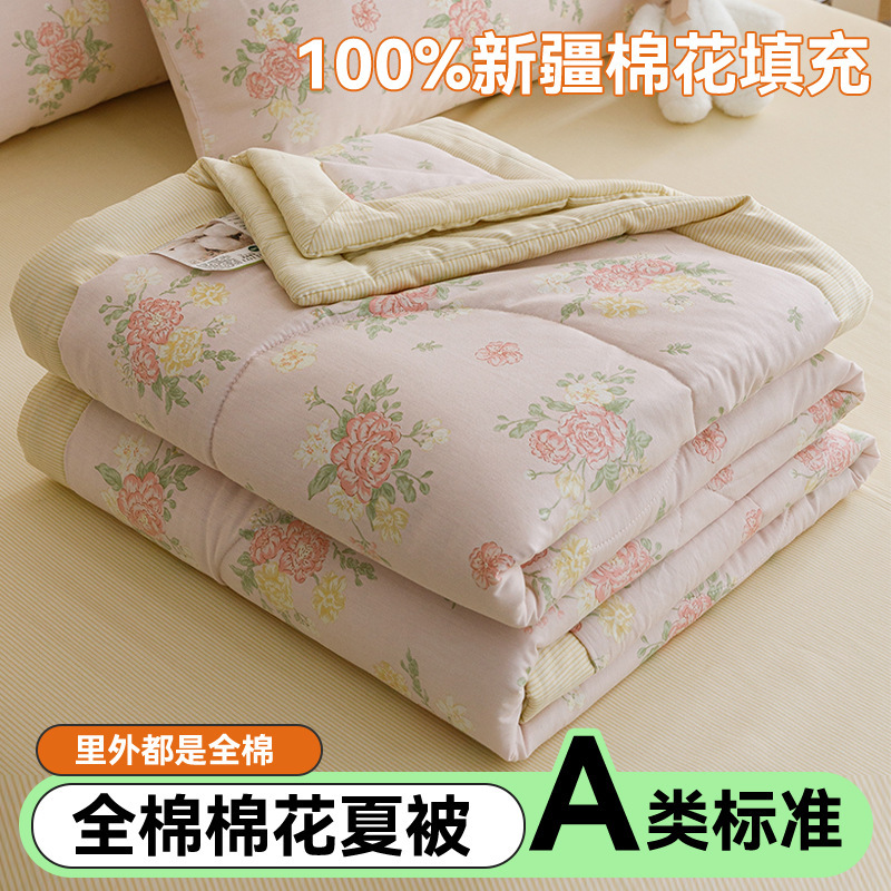 Edredón de aire acondicionado lavable de algodón de clase A, núcleo de edredón de algodón de Xinjiang, edredón de algodón impreso de verano, edredón de regalo doble