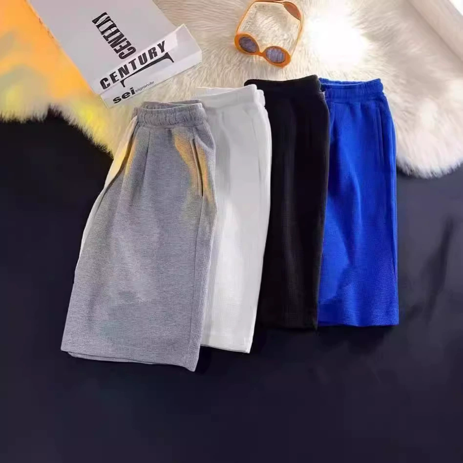 Корейские сплошные спортивные шорты мужские летние новые студенческие повседневные свободные ins тонкие дикие пары укороченные брюки