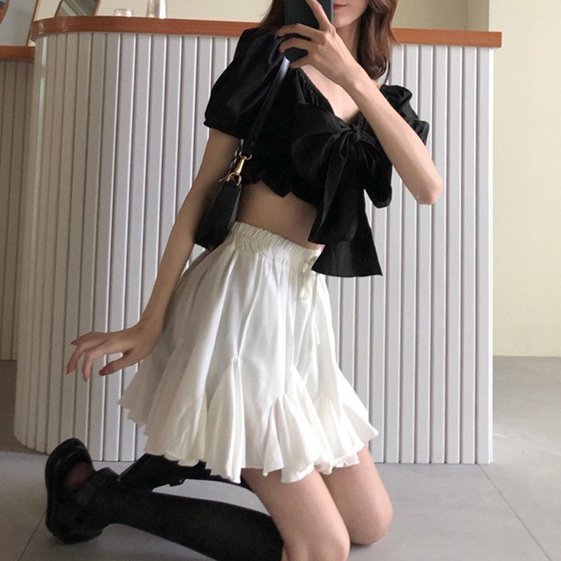 White Puffy High Waist Skirt 2025 Summer New Korean-style Age-reducing All-match Slim-fit Anti-glare A- line Short Skirt