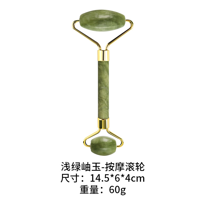 Tabla de gua sha de jade en stock, tabla de gua sha de nefrita en forma de corazón para belleza facial, masajeador con rodillo para uso en todo el cuerpo.