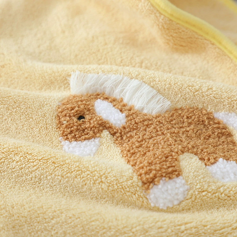 Дизайнерское полотенце с мягким коралловым ворсом, милый пони, повышенной плотности, водопоглощающее, с вышивкой