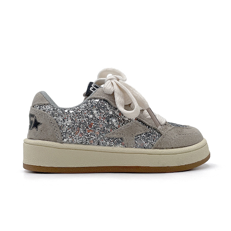 Retro children's shiny sneakers