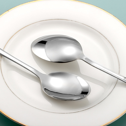 304 stainless steel tableware spoon household eating spoon high appearance long handle sharp spoon dessert coffee stirring spoon wholesale
