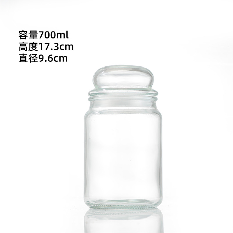 Tanque de almacenamiento de cabeza de hongo transparente redondo, tanque de almacenamiento de bocadillos sellado, tanque de almacenamiento de alimentos de cocina con tapa al por mayor