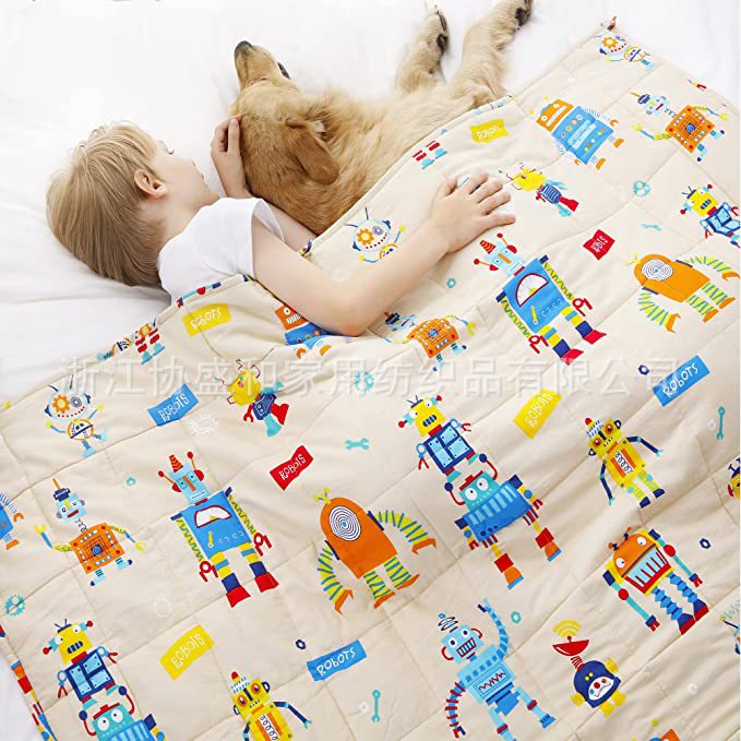 Suministro directo de fábrica edredón de gravedad impresión de algodón manta de gravedad cuentas de vidrio suave para niños weighted blanket