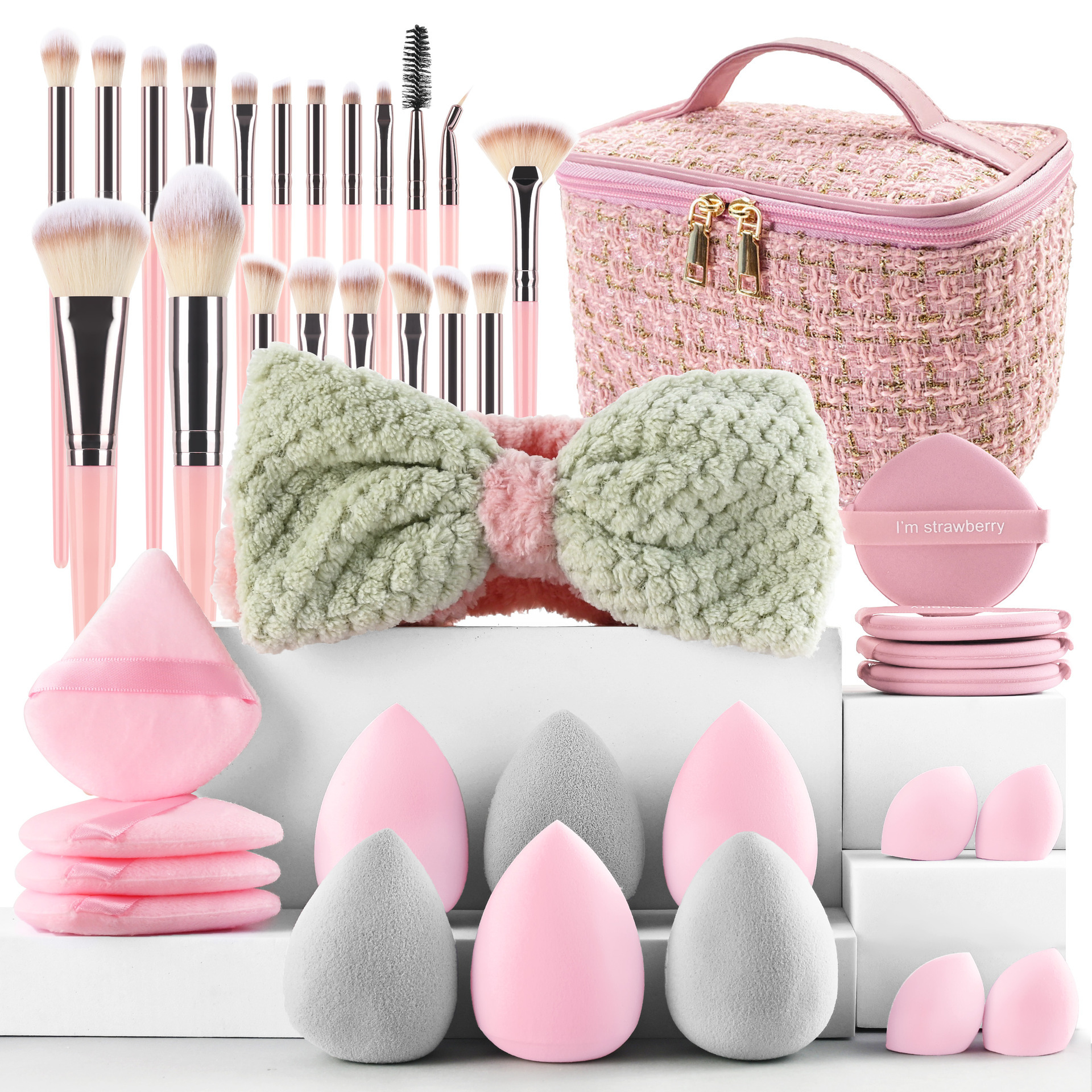 40pc set de herramientas de maquillaje de belleza de venta en caliente transfronteriza, un conjunto completo de 46 pinceles, una gran combinación de lavado de cara, maquillaje en polvo