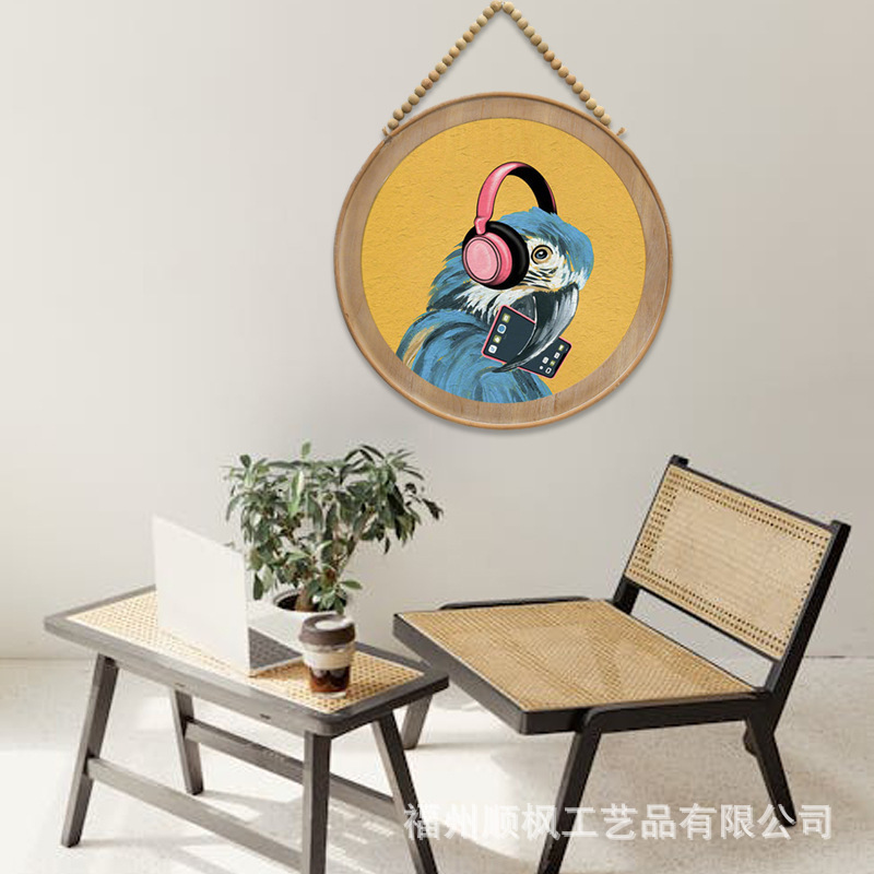 ホームファッションペット鳥吊り絵画リビングルーム装飾絵画寝室壁画ダイニングテーブル壁オウム吊り絵画|undefined