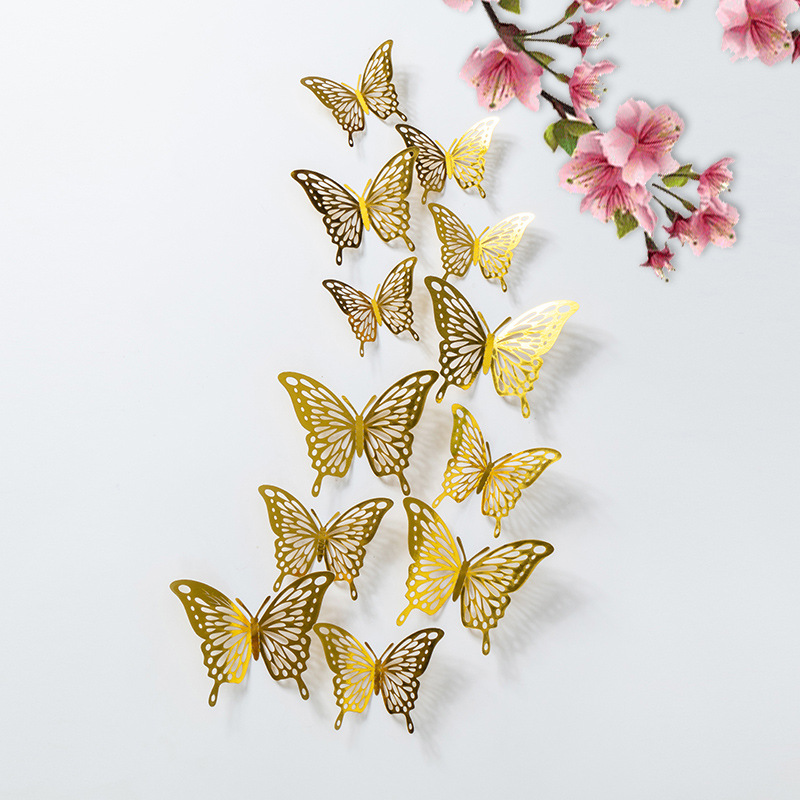 3D 3D color simulación mariposa pegatinas de pared sala de estar dormitorio fondo decoración de pared sentido avanzado hogar creativo bricolaje