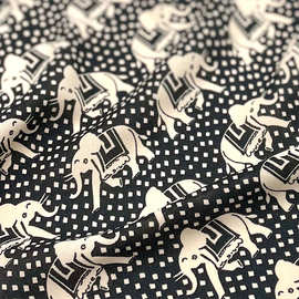 水玉小波点大象印花雪纺布料 春夏连衣裙衬衫套装面料