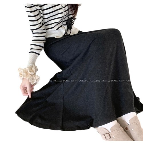 Slim MM Knitted Glutinous Rice Half Umbrella Skirt Women's 2024 Autumn/Winter New Casual Style High-Waisted Hip-Hiding Flowy A-Line Dress