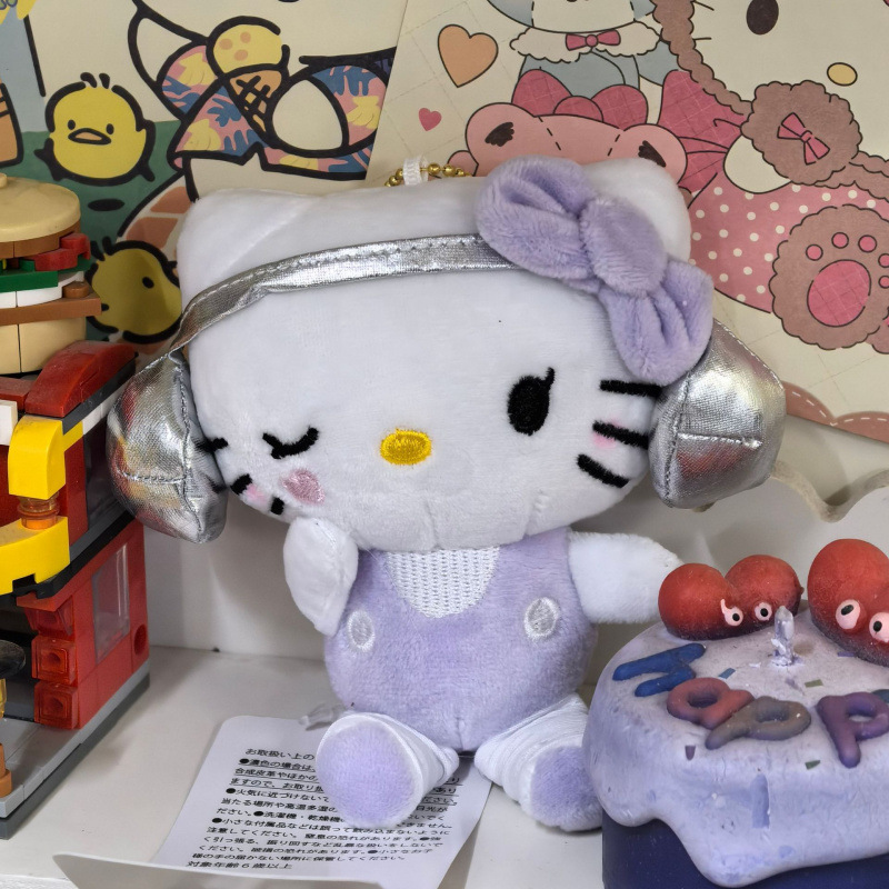 黑色草帽kitty帽宝宝挂件爱心扣公仔玩偶可爱赫本风挂饰钥匙扣|undefined