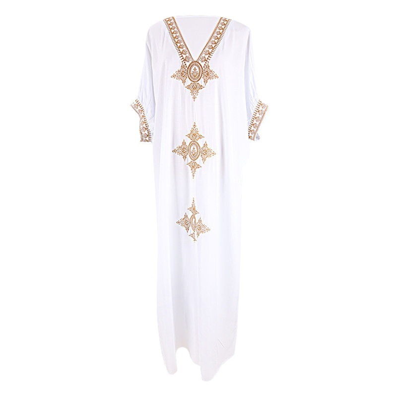 Popular European and American Rayon Embroidered Beach Sun Protection Shirt, Seaside Vacation Dress, Bikini Swimsuit Cover-Up, Cross-Border