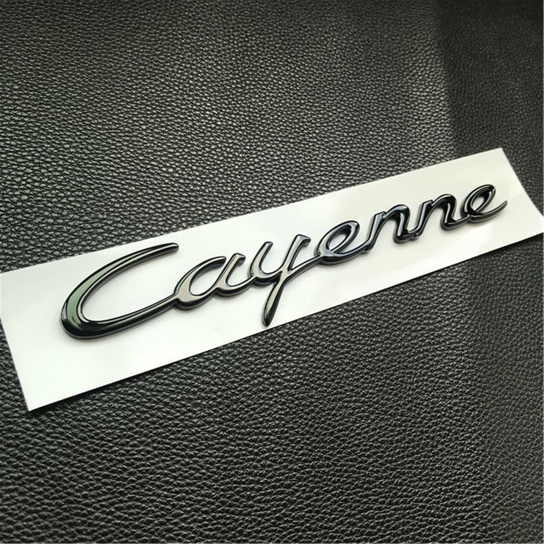 New Porsche Cayenne emblem, 2024 Cayenne S lettering on the rear trunk, black PORSCHE English logo