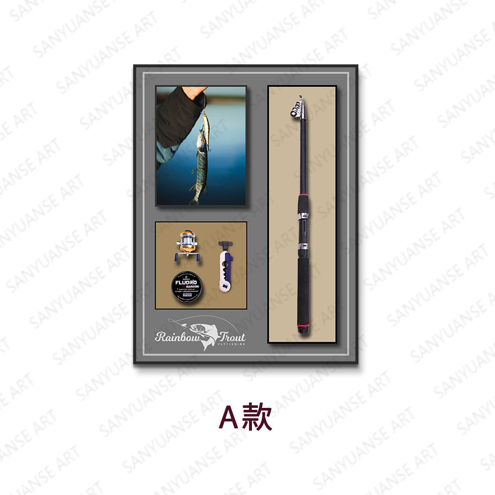 Pintura decorativa de pesca Restaurante de barbacoa de mariscos Pintura colgante Ruta de pesca Yahai Tienda de aparejos de pesca Mural Pintura física tridimensional