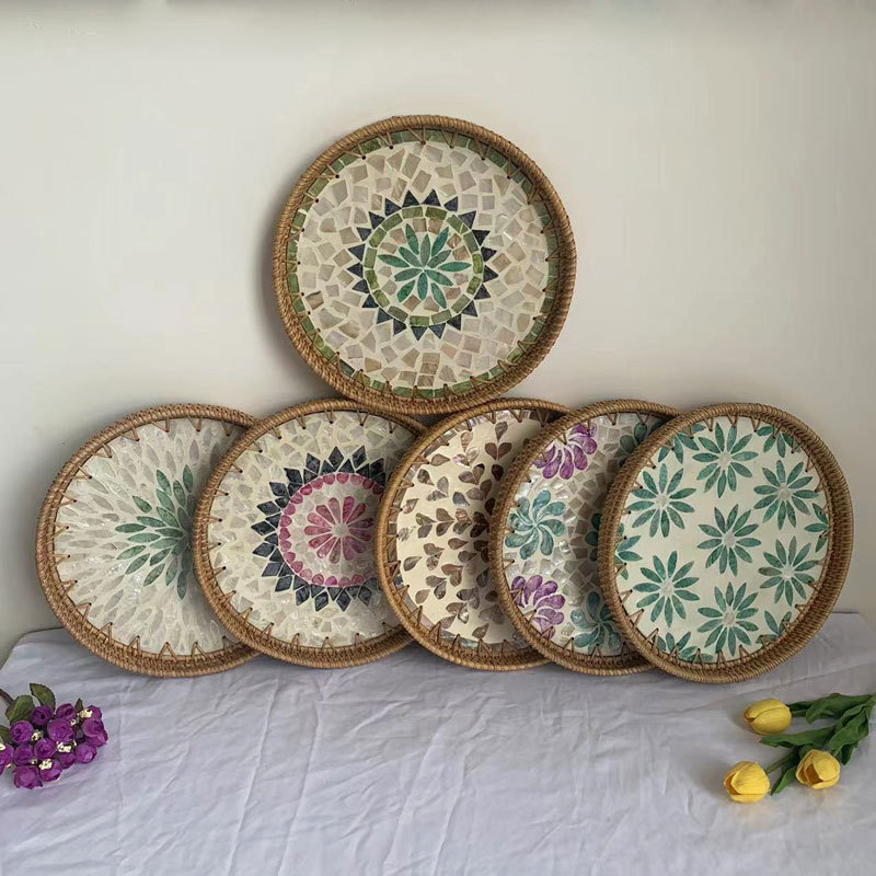 Shell fruit plate rattan tray Nordic creative color shell storage tray swing plate snack storage basket tea tray tray