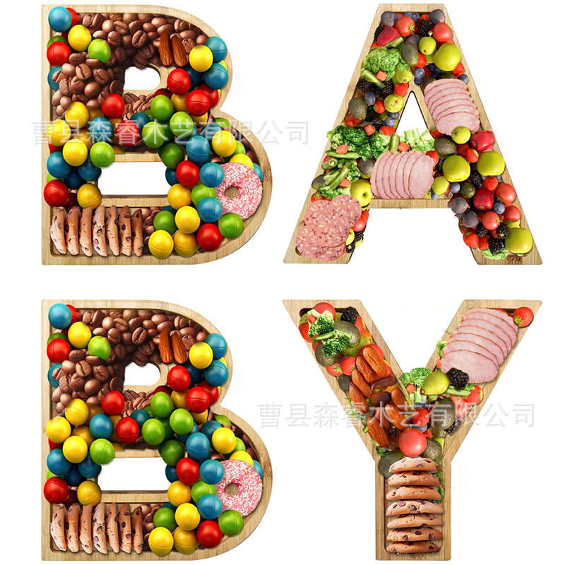 in stock BABY English Alphabet Tray Deli Plate Baby Decoration Fruit Salad Plate Cheese Vegetable Food Plate