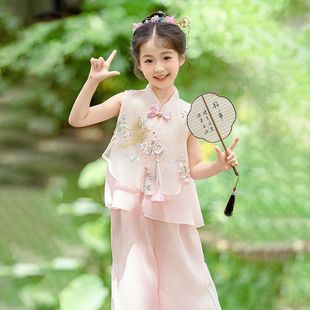 Hanfu for Girls, Summer 2025 New Children's Tang Suit, Chinese-Style Cheongsam, National Style, Everyday Wearable Ancient Style Outfit for Girls