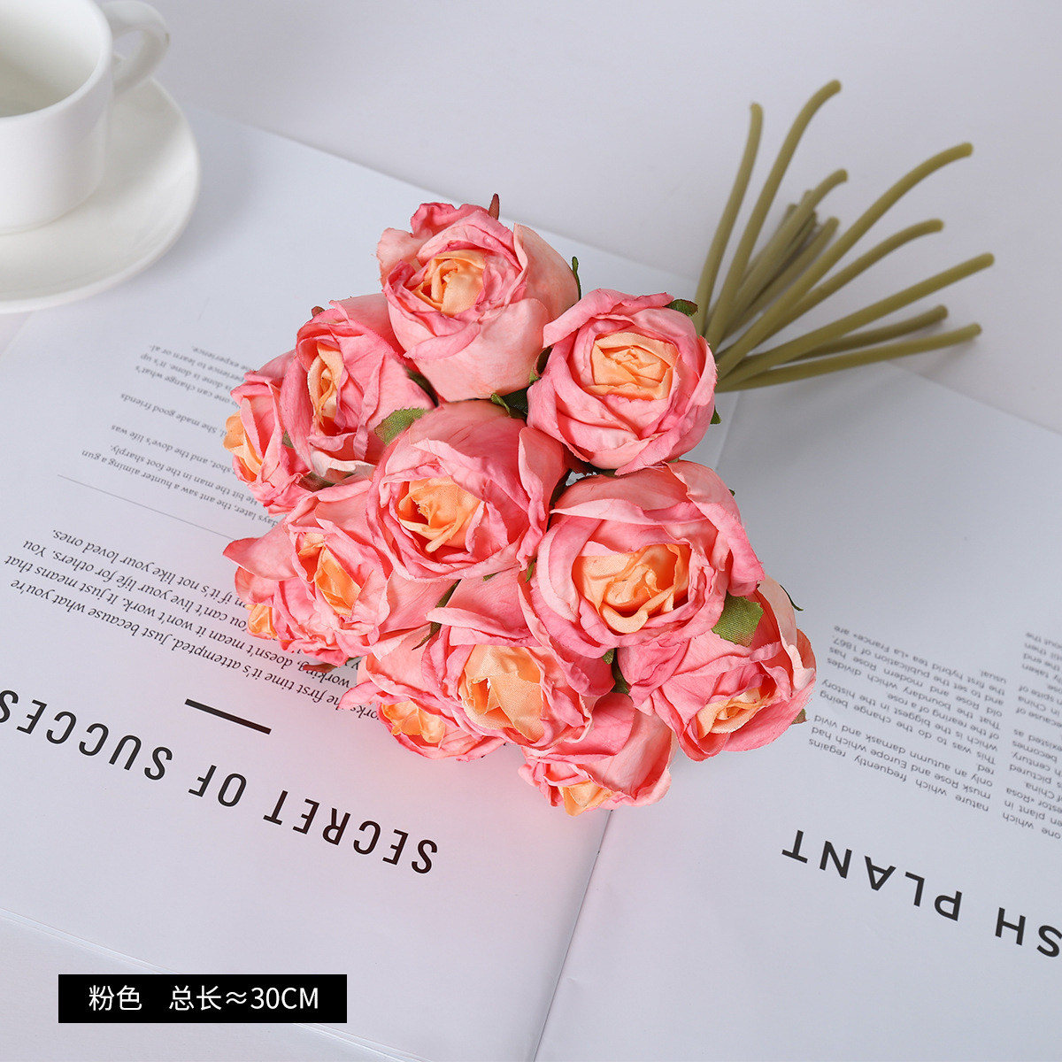 Simulación transfronteriza decoración de flores de rosas 12 rosas pequeñas bodas de la novia simulación de rosas pequeñas