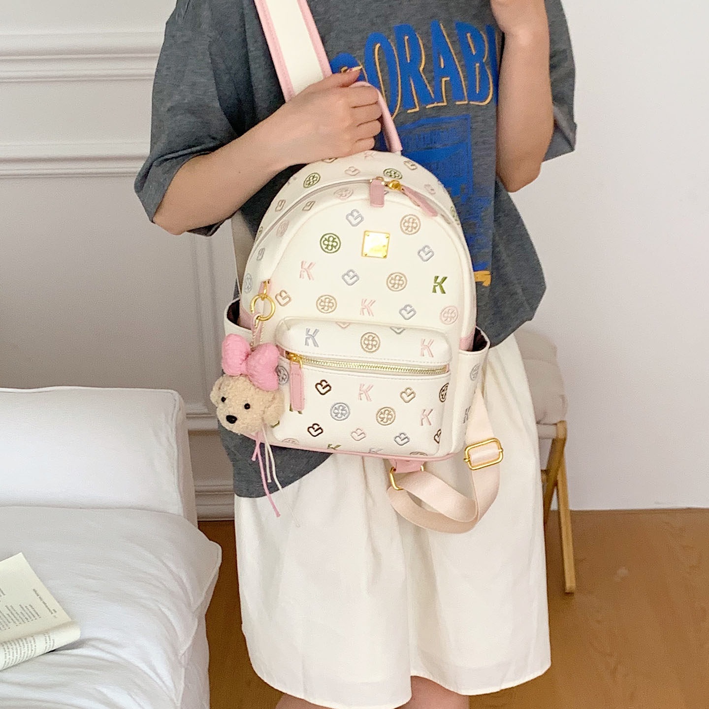 College style verano diseño de mujer impresión mochila de viaje nueva mochila 2026 nicho popular gran capacidad sensación de mochila