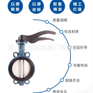 对夹式手柄蝶阀304不锈钢板D71XP-16Q DN50/65/80/