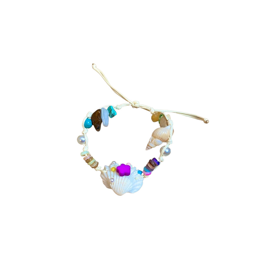 Collar colgante de concha de perlas de cristal de perlas de arroz con incrustaciones de diamantes, cadena de clavícula de viento de vacaciones junto al mar, collar fresco y dulce al por mayor